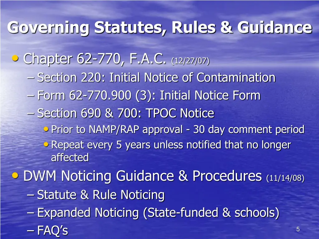 governing statutes rules guidance 1