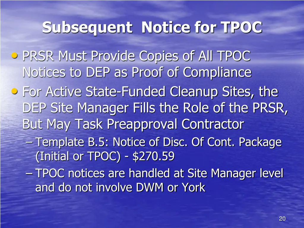 subsequent notice for tpoc 2