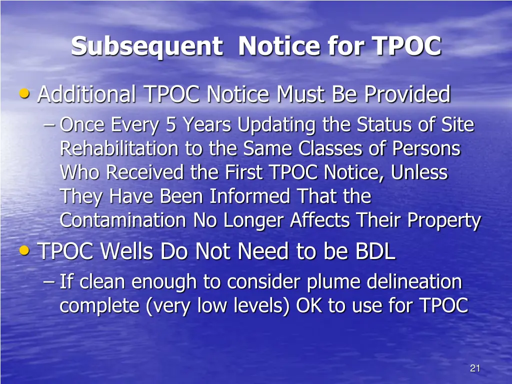 subsequent notice for tpoc 3