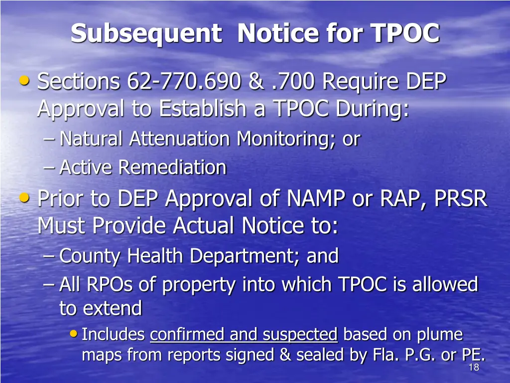 subsequent notice for tpoc