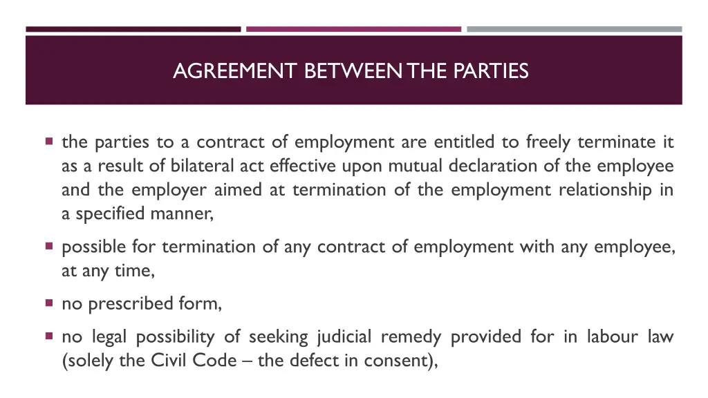 agreement between the parties