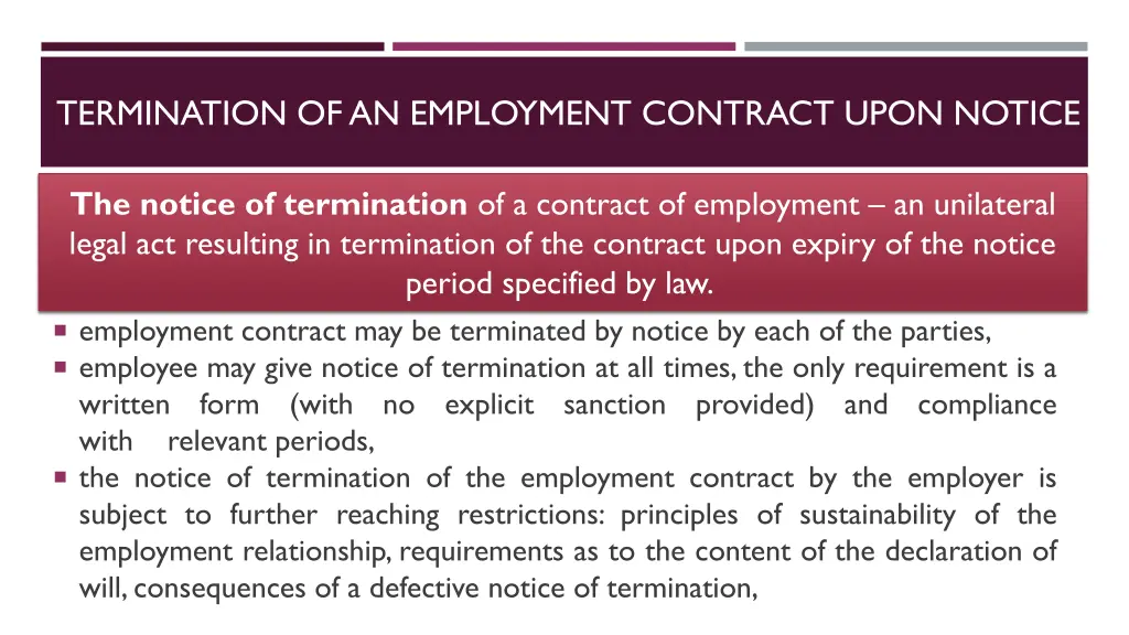 termination of an employment contract upon notice