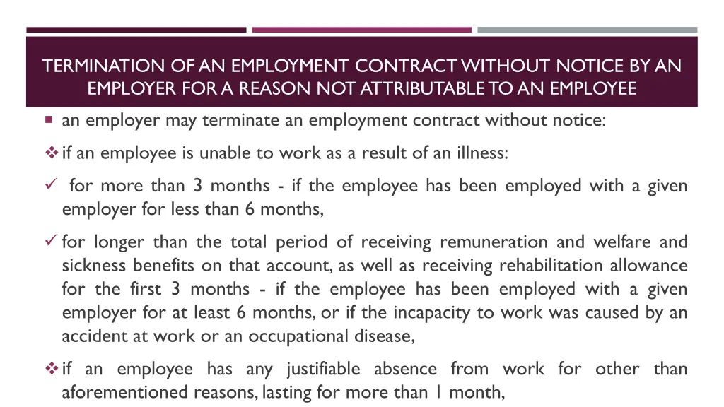 termination of an employment contract without 2