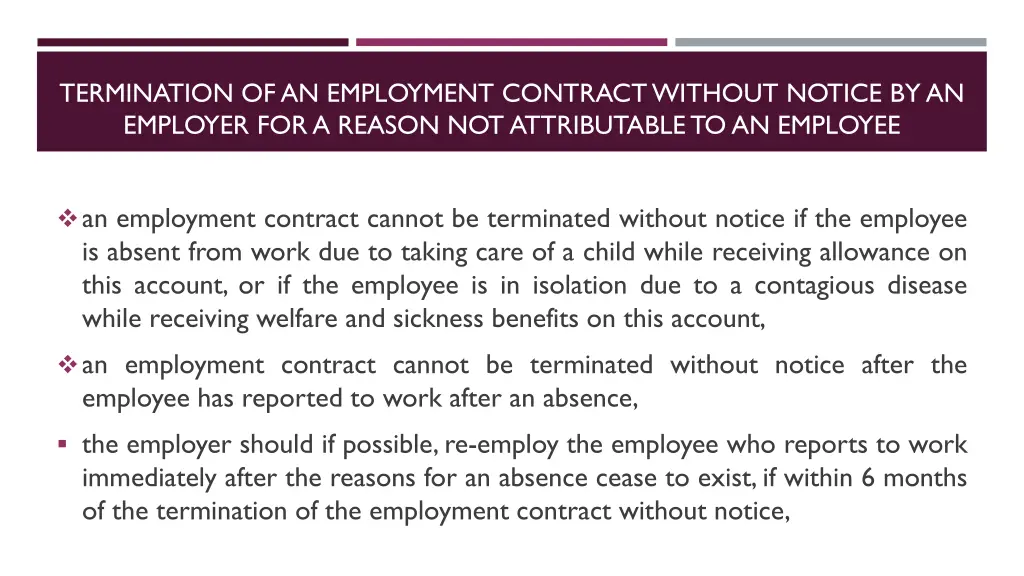 termination of an employment contract without 3