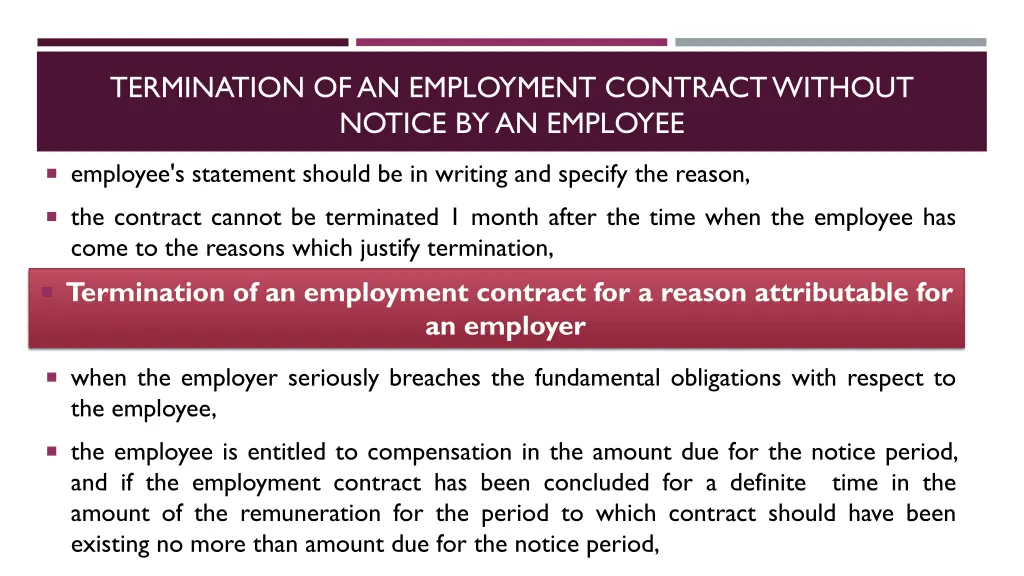 termination of an employment contract without 4