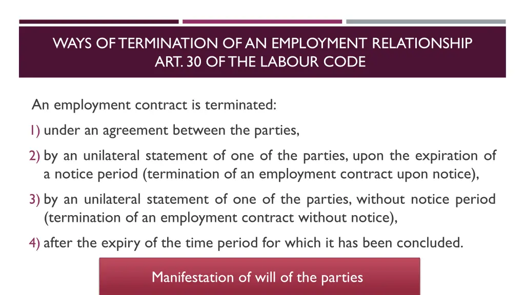 ways of termination of an employment relationship 1