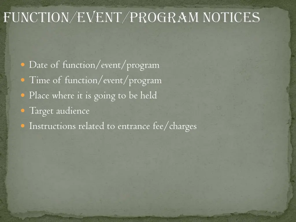 function event program notices