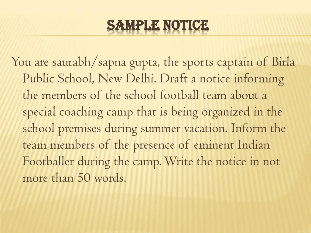 sample notice sample notice