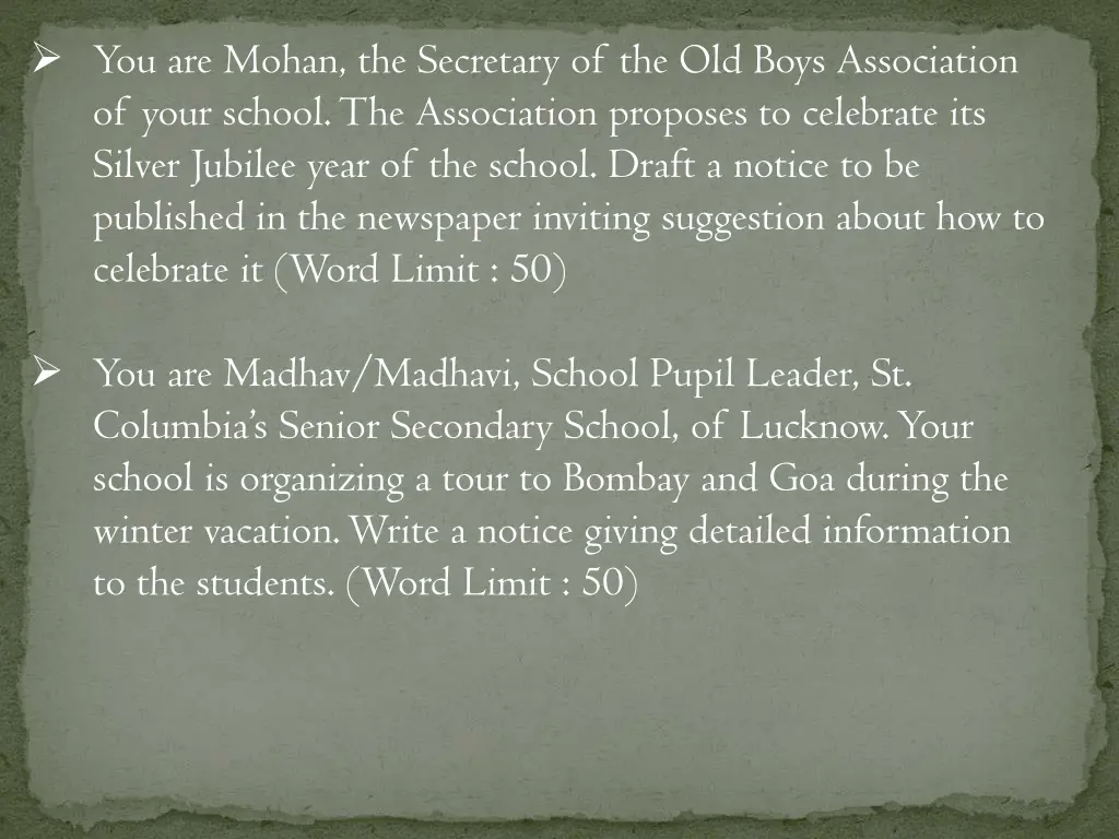 you are mohan the secretary of the old boys