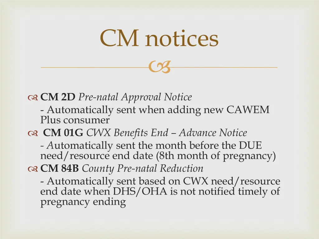 cm notices