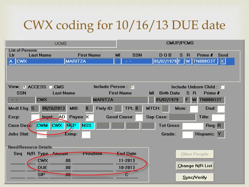 cwx coding for 10 16 13 due date 1