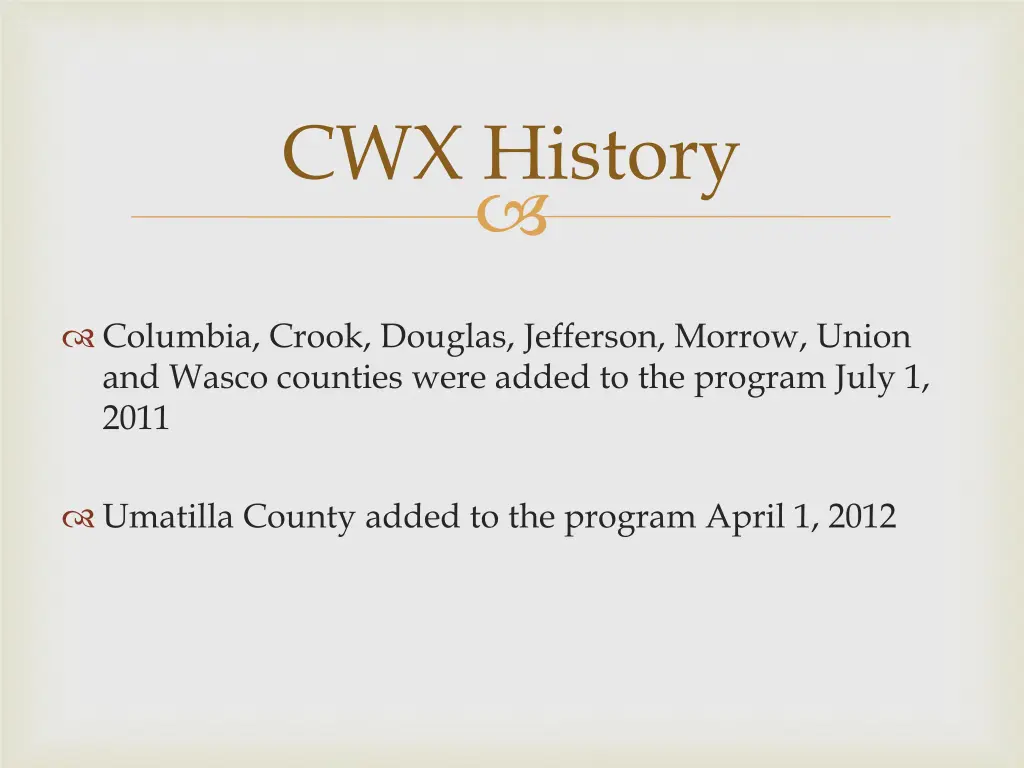 cwx history 1