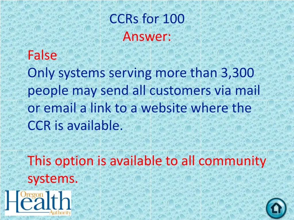 ccrs for 100 answer