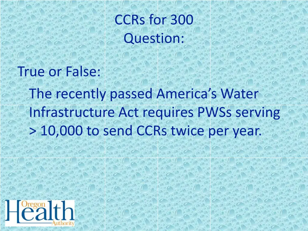 ccrs for 300 question