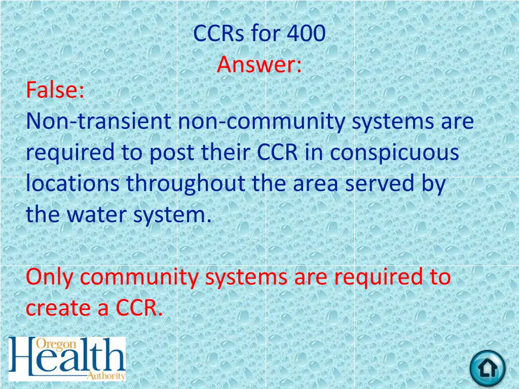 ccrs for 400 answer