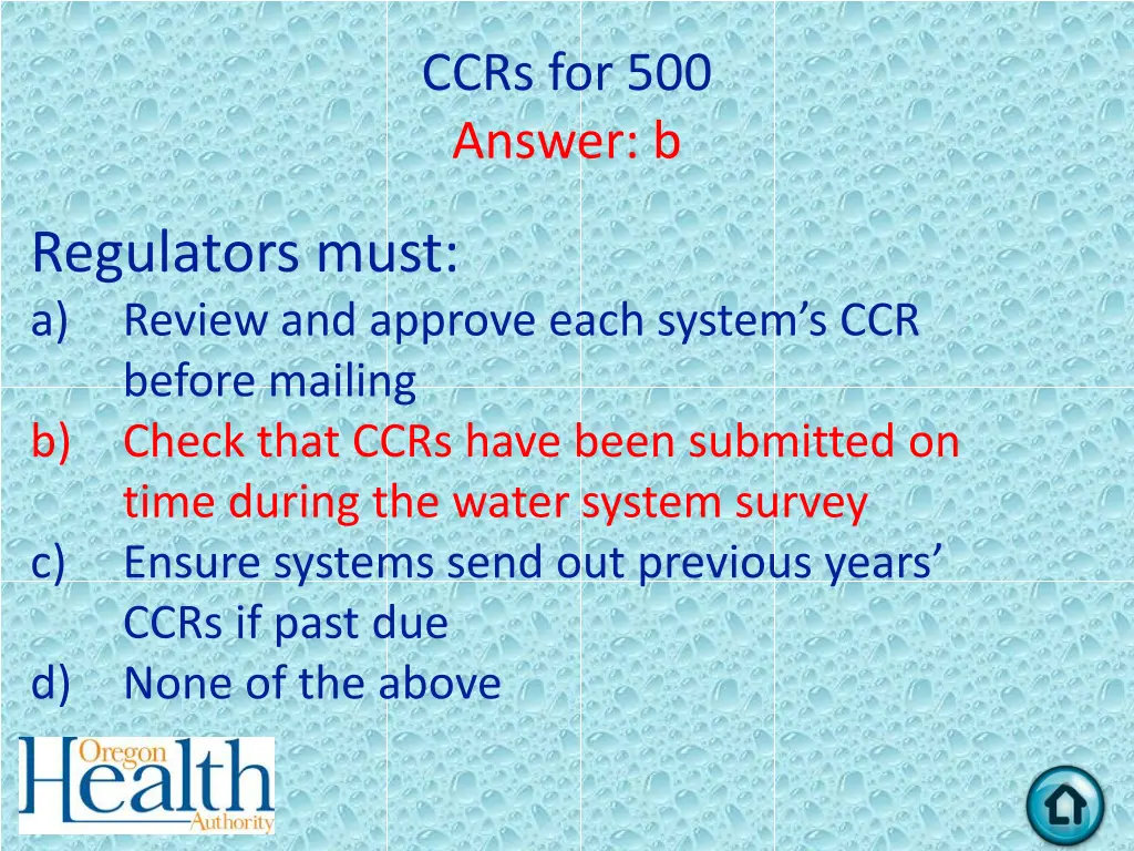 ccrs for 500 answer b