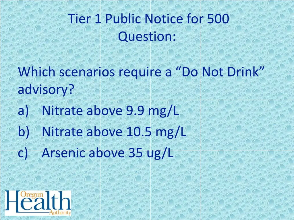 tier 1 public notice for 500 question