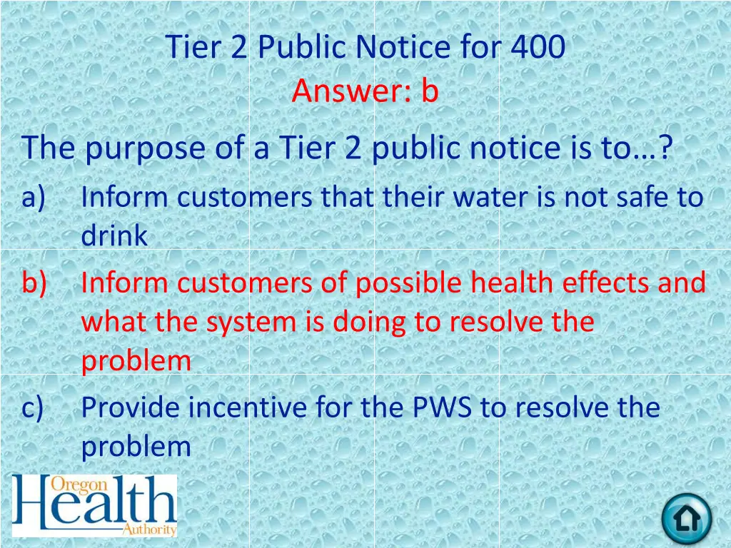 tier 2 public notice for 400 answer b