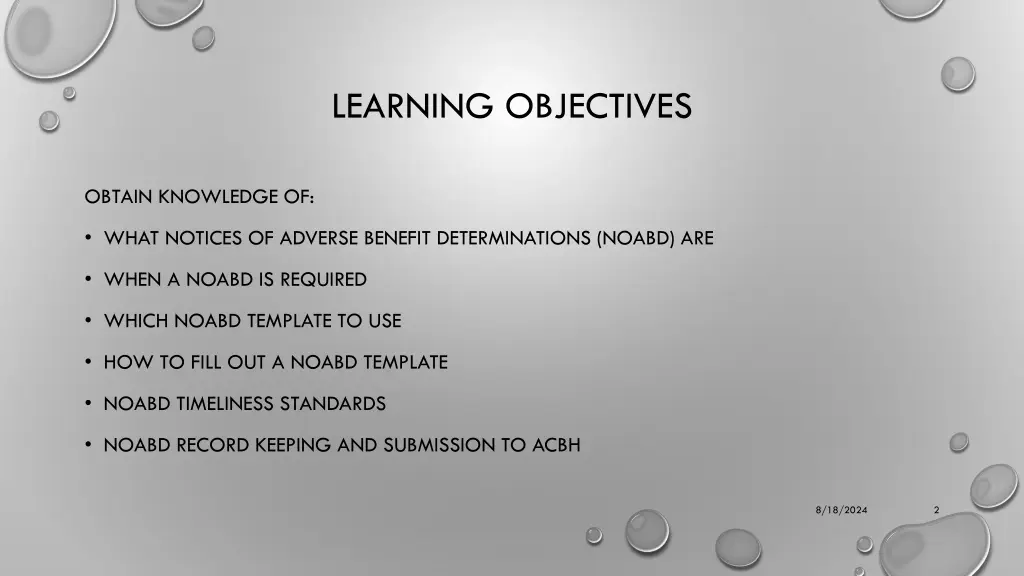 learning objectives