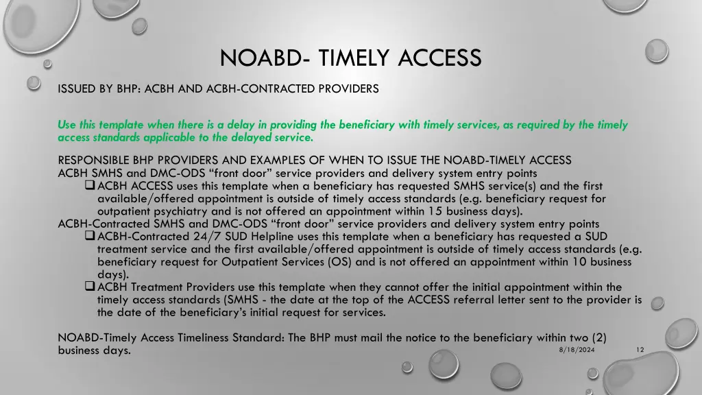 noabd timely access