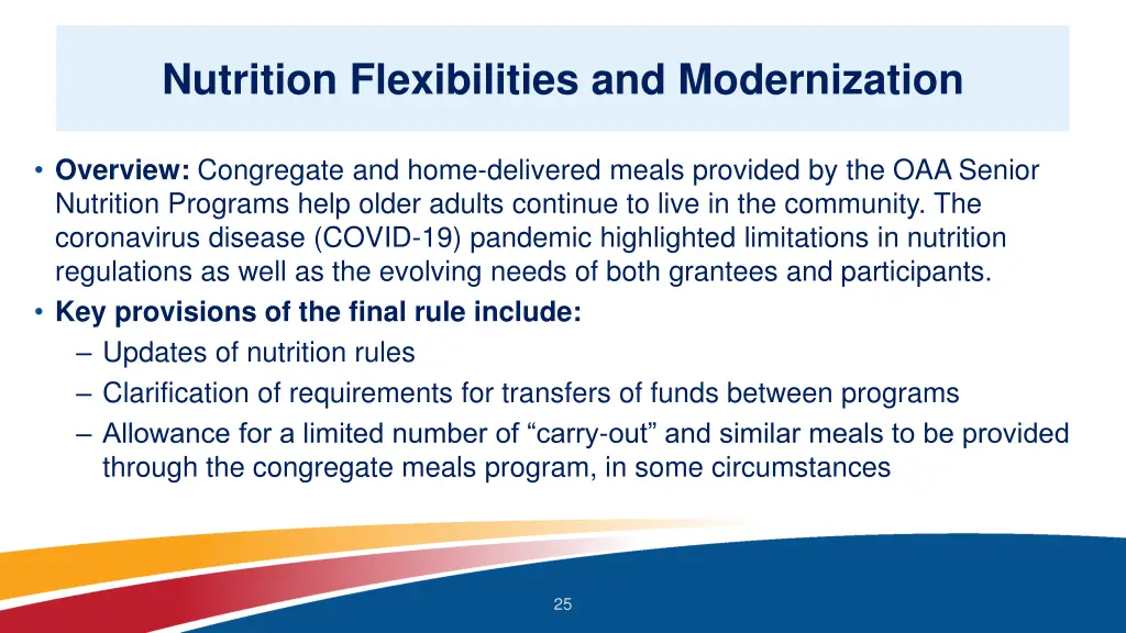 nutrition flexibilities and modernization