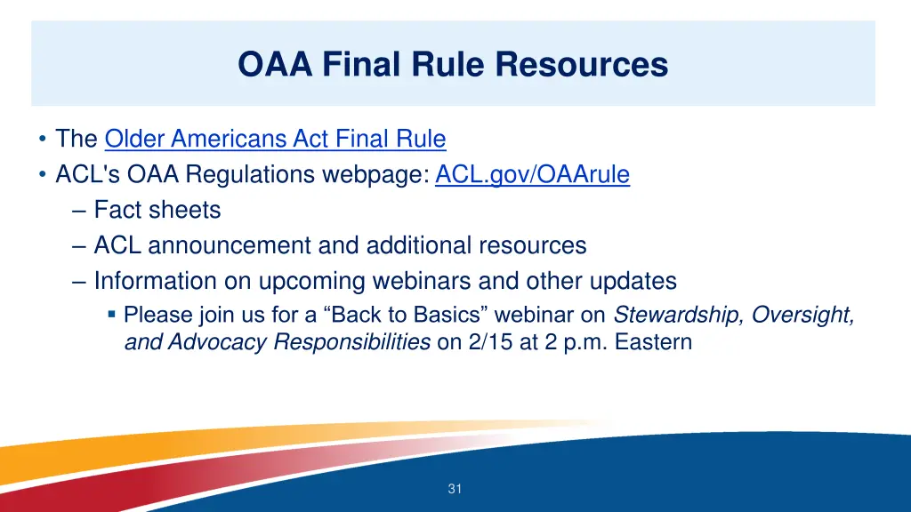 oaa final rule resources