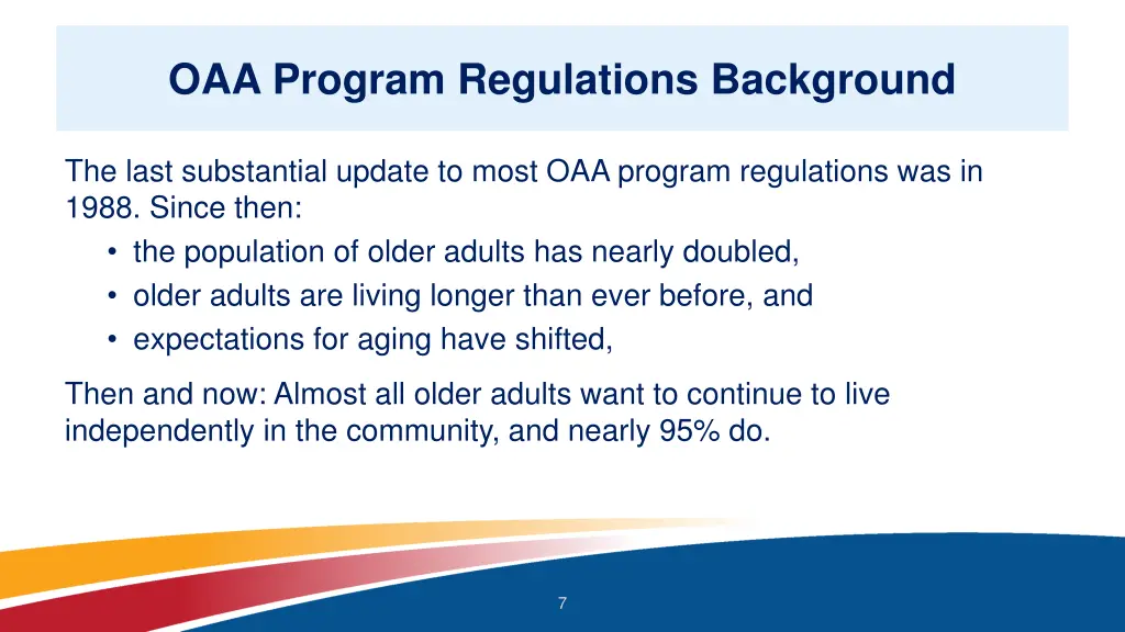 oaa program regulations background