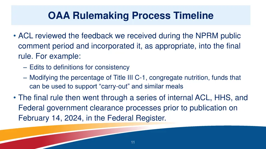 oaa rulemaking process timeline