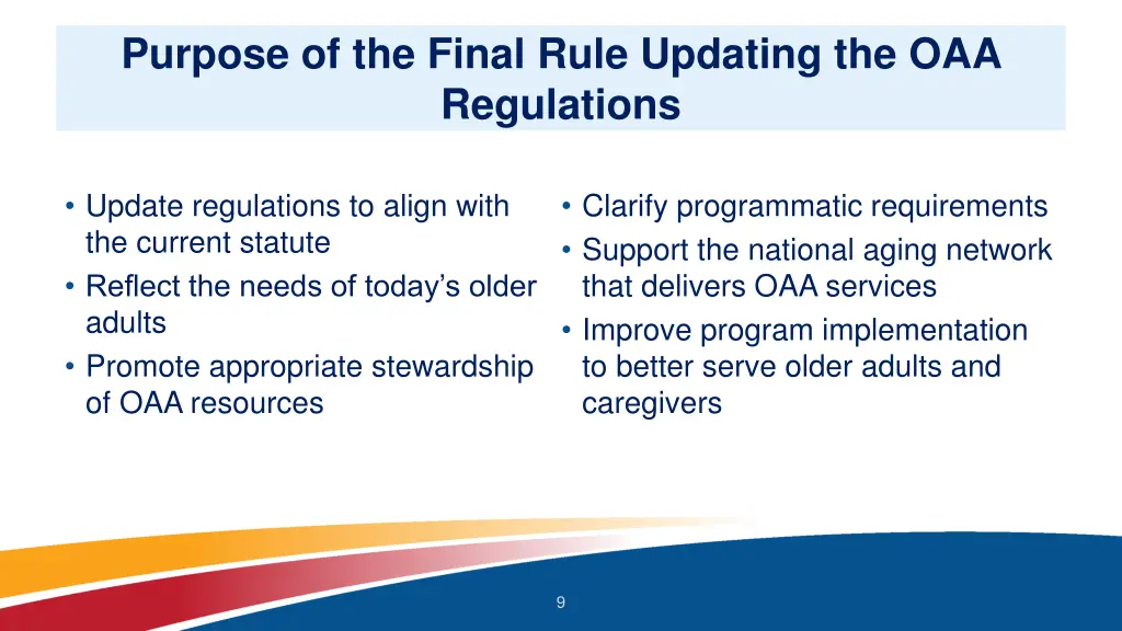 purpose of the final rule updating