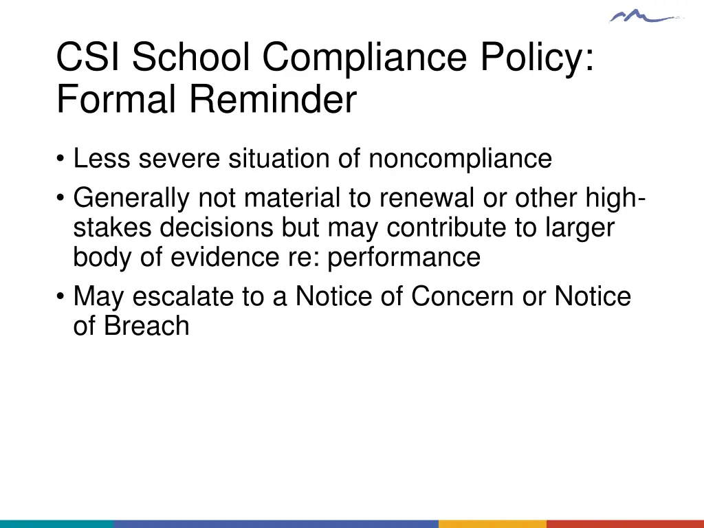 csi school compliance policy formal reminder