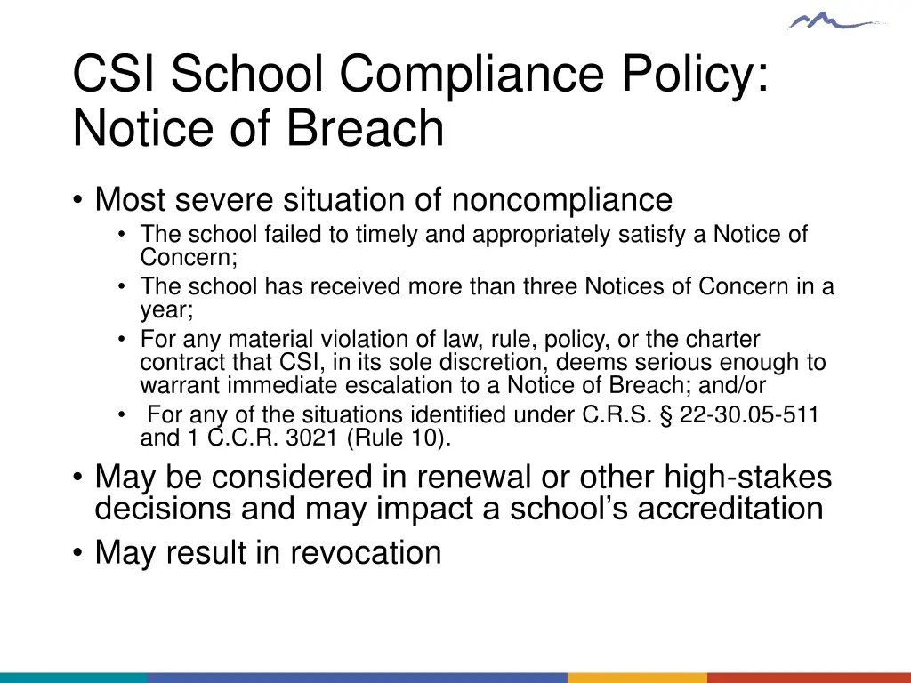 csi school compliance policy notice of breach