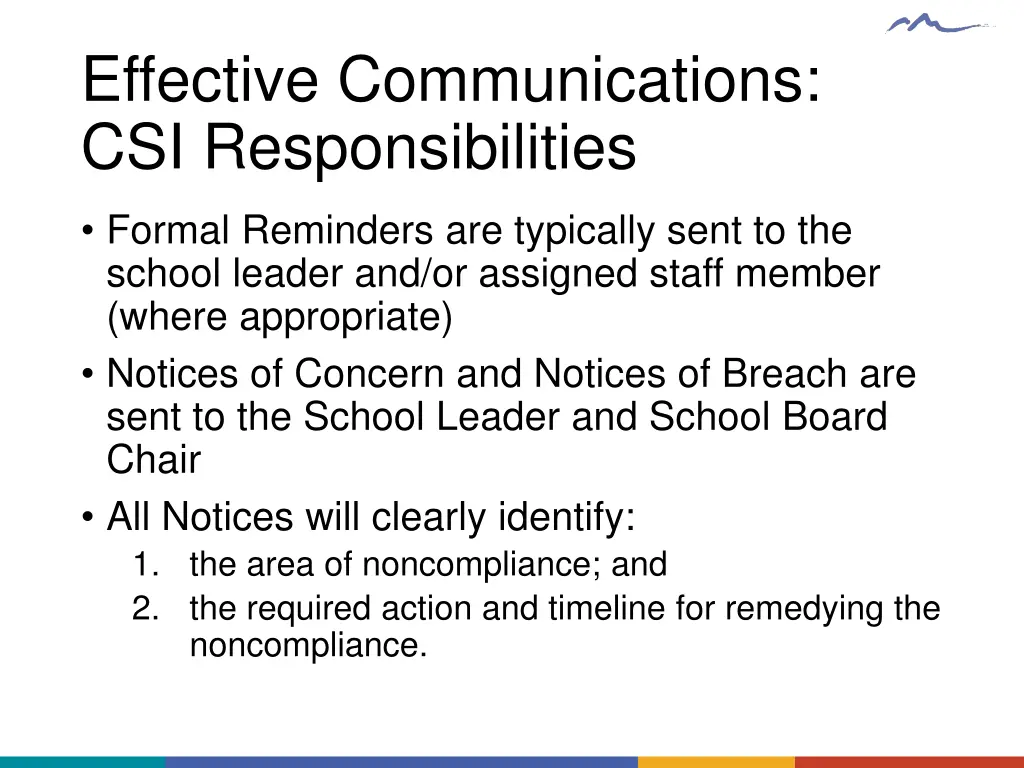 effective communications csi responsibilities