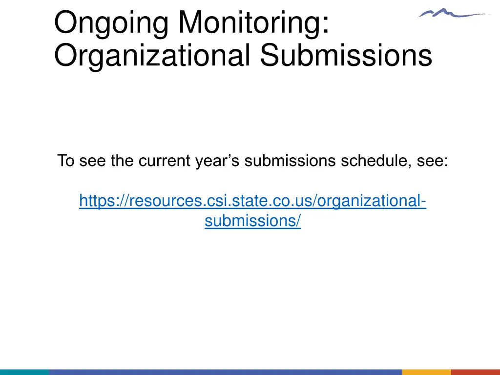 ongoing monitoring organizational submissions