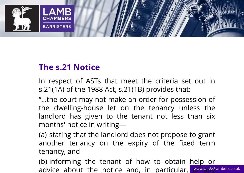 the s 21 notice in respect of asts that meet