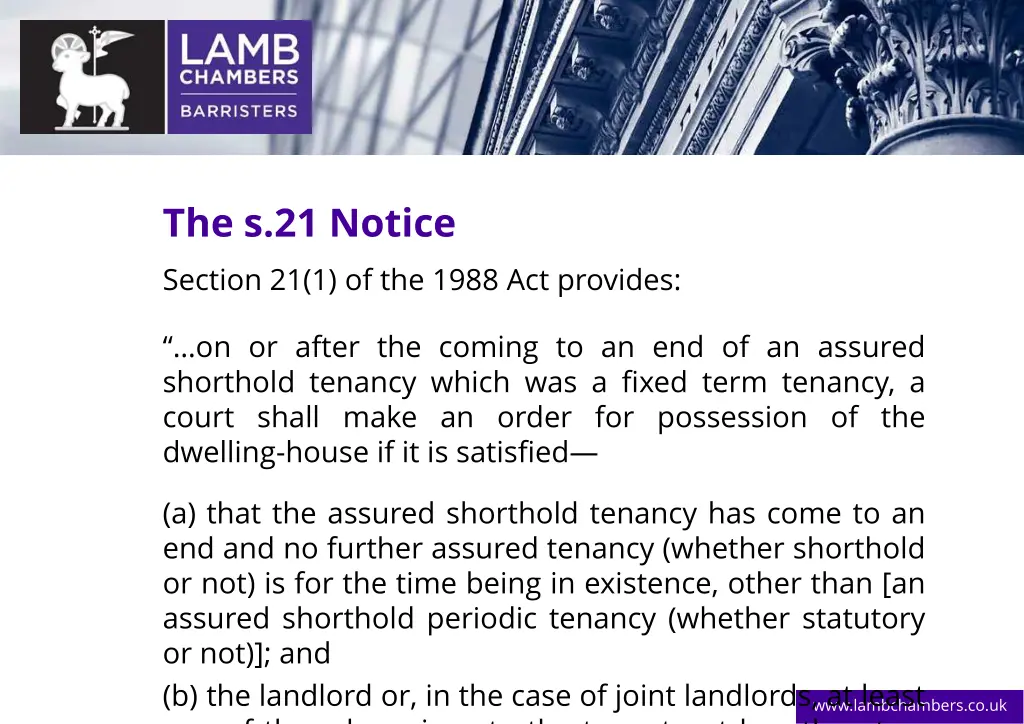 the s 21 notice section 21 1 of the 1988