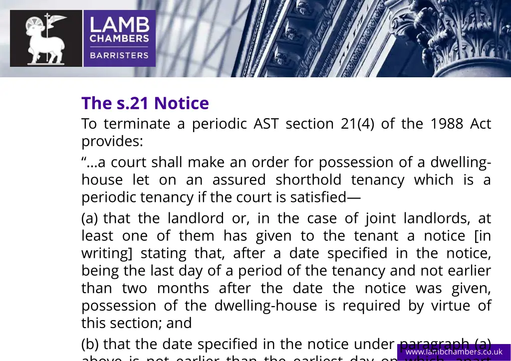 the s 21 notice to terminate a periodic