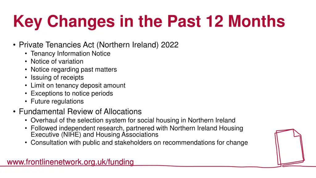 key changes in the past 12 months