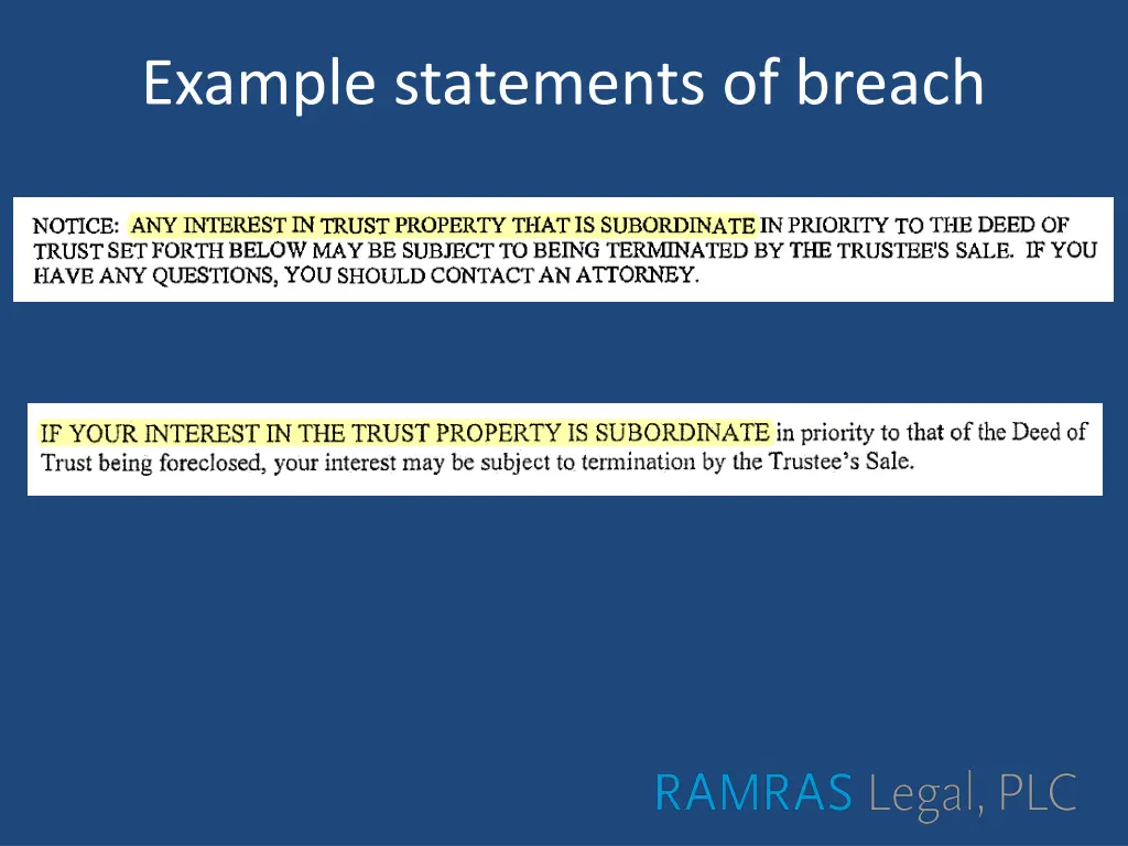 example statements of breach