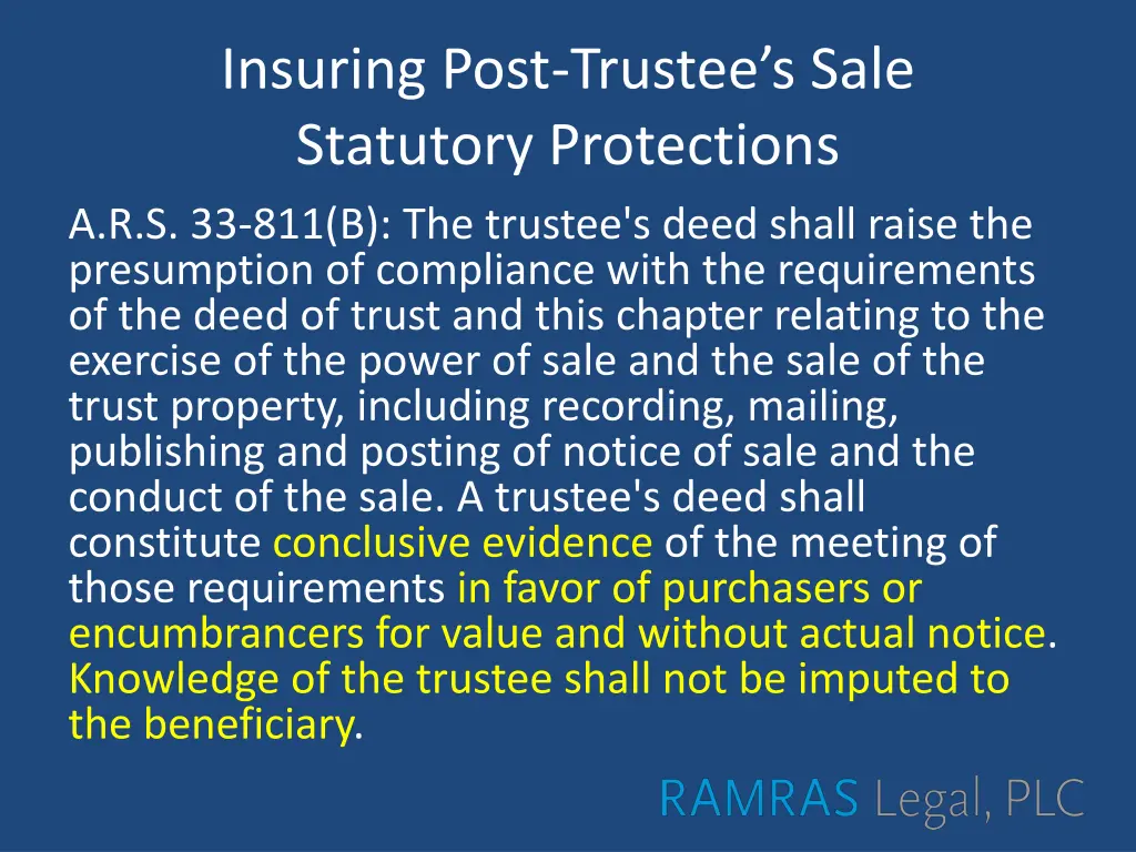 insuring post trustee s sale statutory