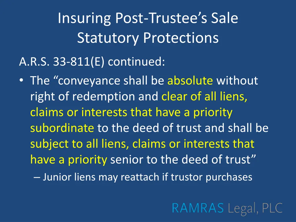 insuring post trustee s sale statutory protections 1