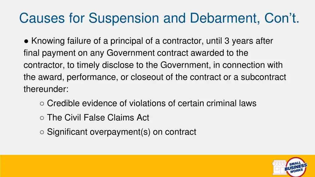 causes for suspension and debarment con t 2