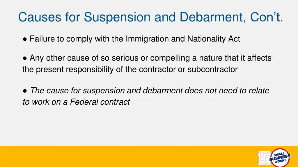 causes for suspension and debarment con t 3