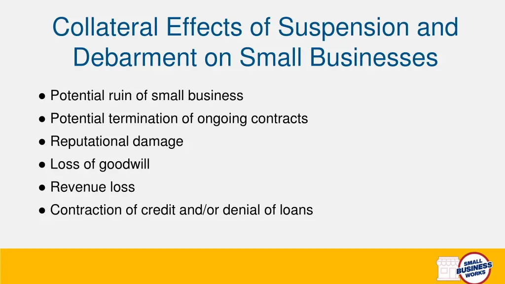 collateral effects of suspension and debarment