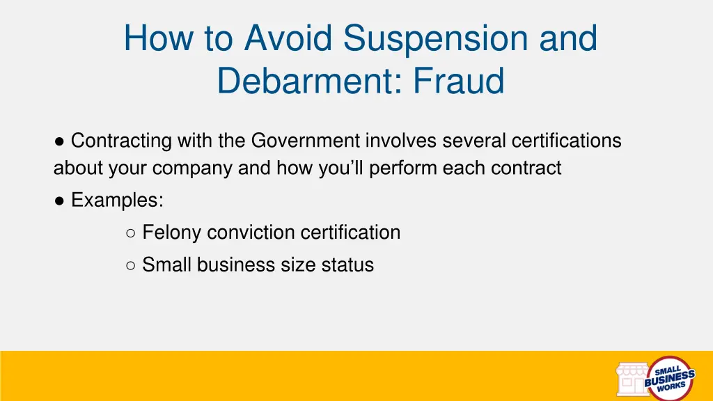 how to avoid suspension and debarment fraud