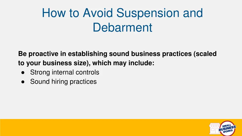 how to avoid suspension and debarment