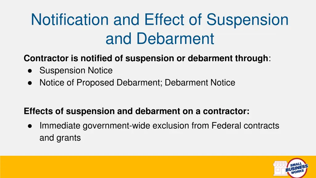 notification and effect of suspension