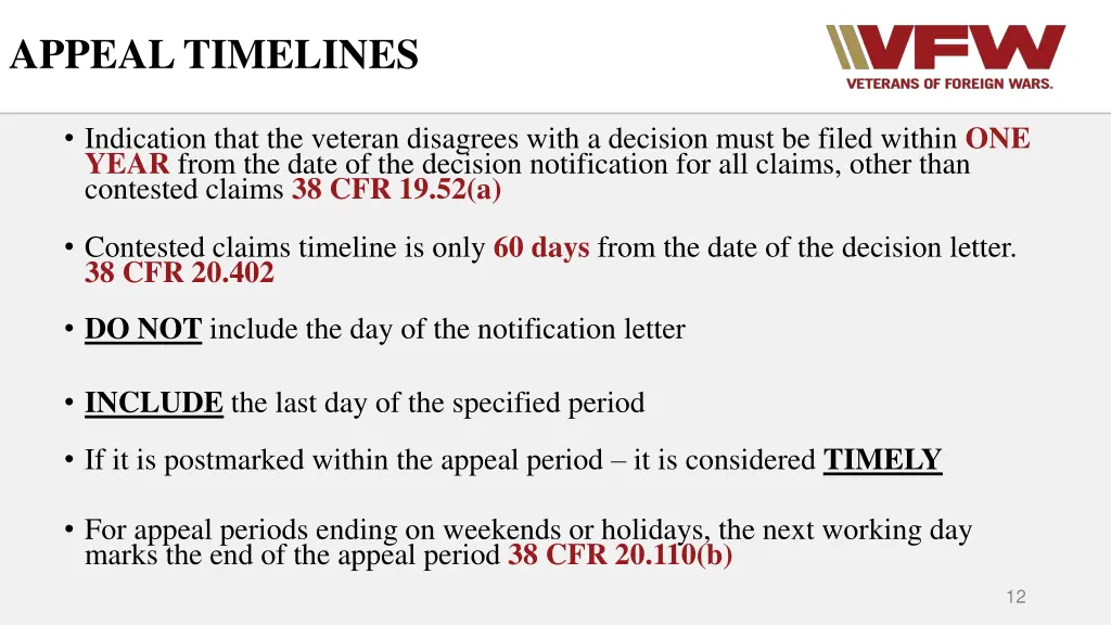 appeal timelines