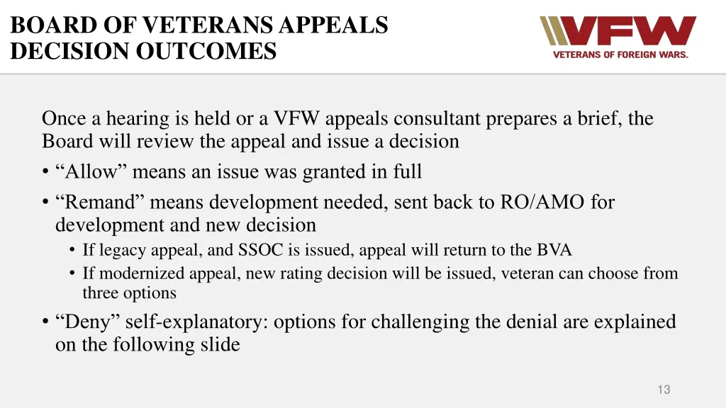 board of veterans appeals decision outcomes