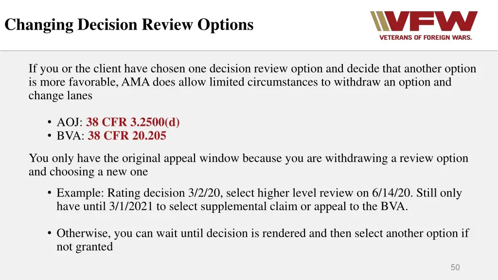 changing decision review options