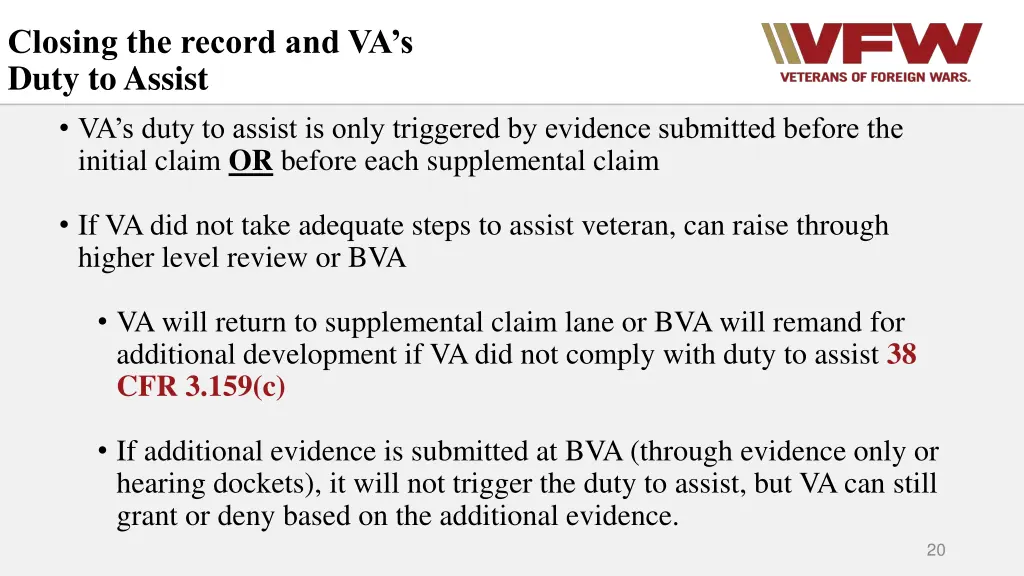 closing the record and va s duty to assist